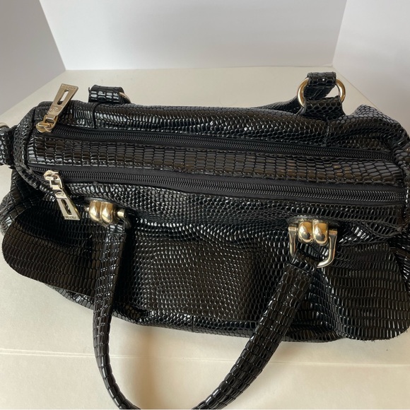 Kushite‎ black faux python snakeskin handbag - Picture 9 of 14